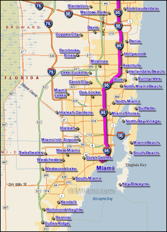Interstate 95 Miami Map